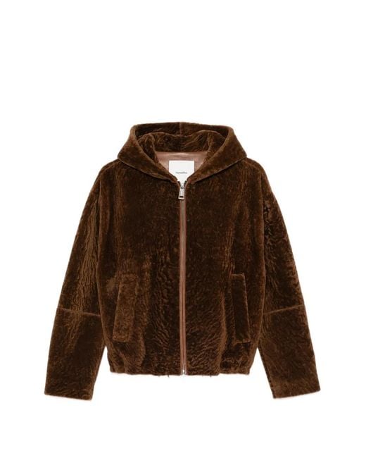 Nanushka Brown Hooded Zip-Up Jacket