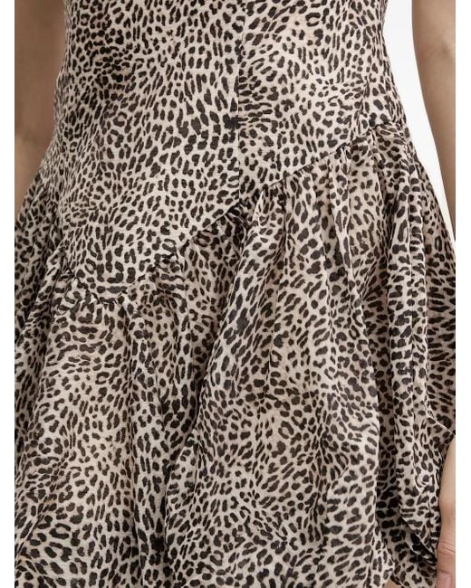 Bardot Brown Leopard-Print Ruffled Dress