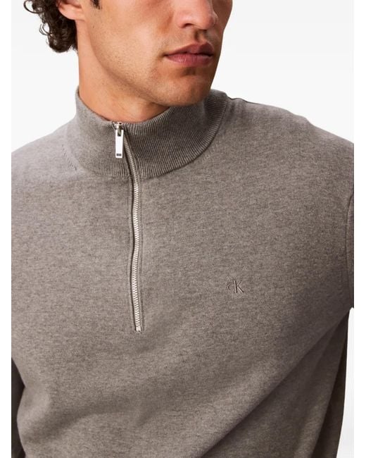 Calvin Klein Gray Zip-Fastening Sweater for men