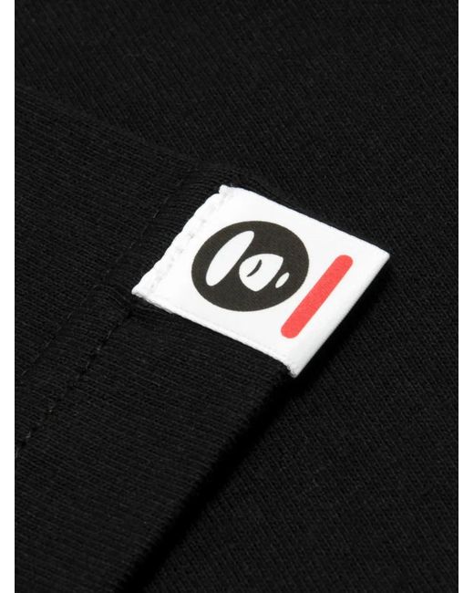 Aape By A Bathing Ape Black Aapenow Moonface Logo-Patch T-Shirt for men