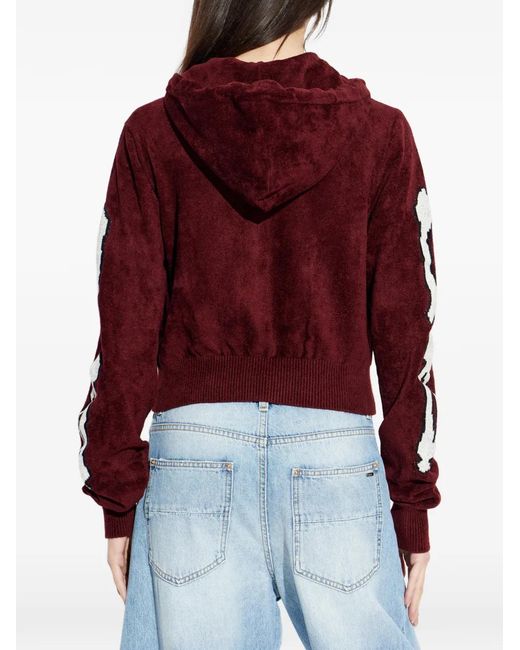 Amiri Red Hoodie Zippé À Logo Brodé