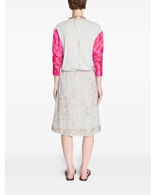 Dries Van Noten Pink Contrast-Sleeves T-Shirt
