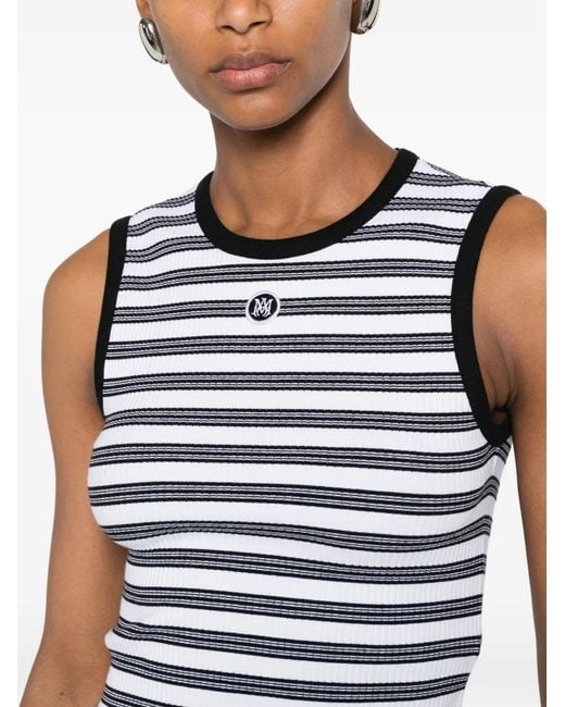 Amiri Gray Striped Ribbed-Knit Tank Top