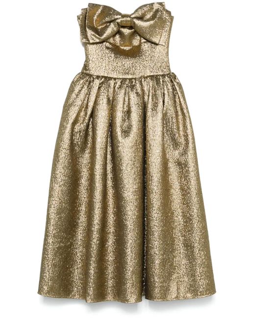 Self-Portrait Natural Metallic Midi Dress