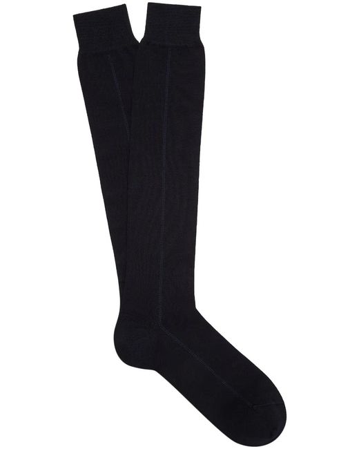 Zegna Black Triple Stitch Cotton-Blend Socks for men