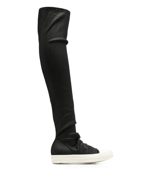 Rick Owens Black High Sock Over-The-Knee Sneakers
