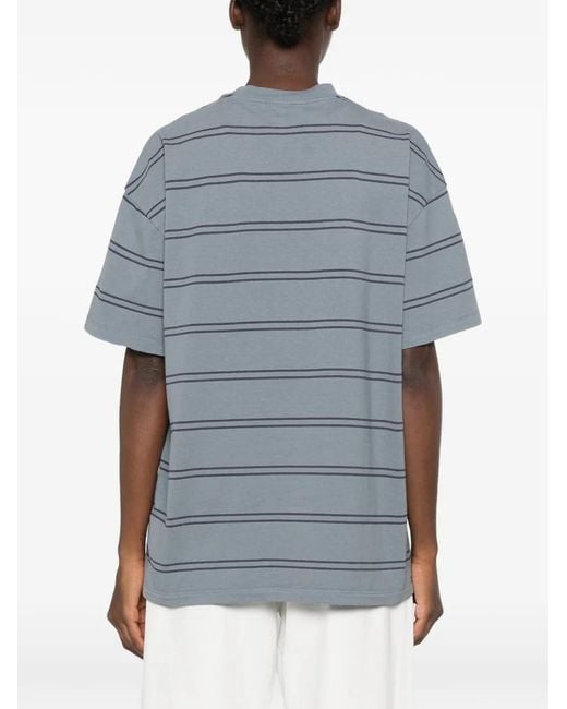 Carhartt Blue Stripe-Pattern Pocket T-Shirt