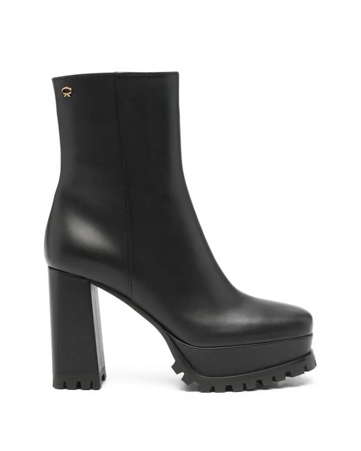 Gianvito Rossi Black Block-Heel Leather Ankle Boots