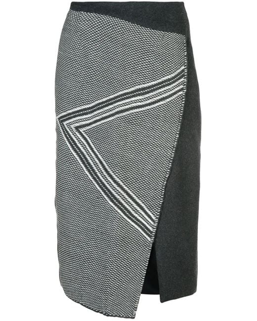 Jupe Midi À Ourlet Asymétrique Voz en coloris Gray