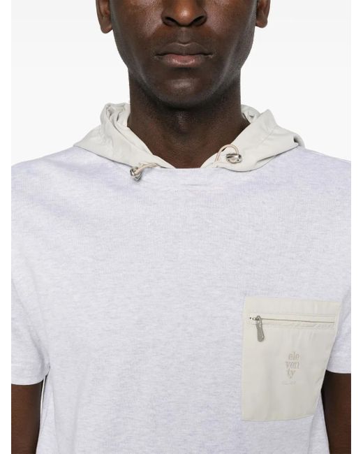 Camiseta con capucha Eleventy de hombre de color White