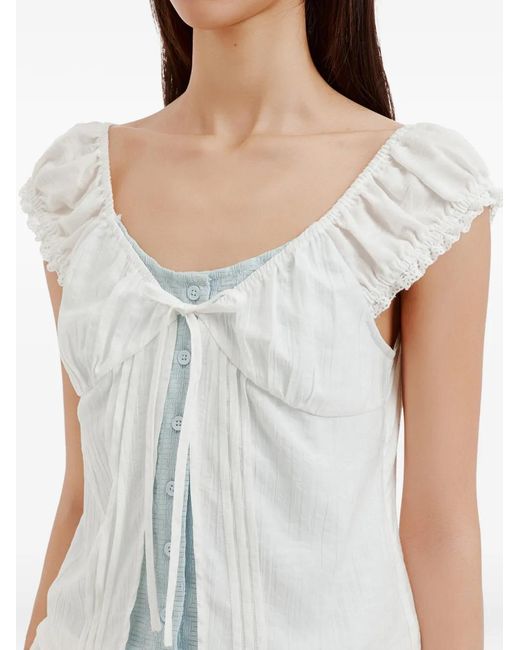 B+ AB White Ruffled Tiered Blouse And Mini Skirt Set