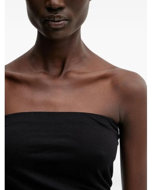 Rick Owens Black Ruched Strapless Top