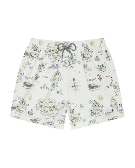 Boardies White Graphic-Print Swim Shorts for men