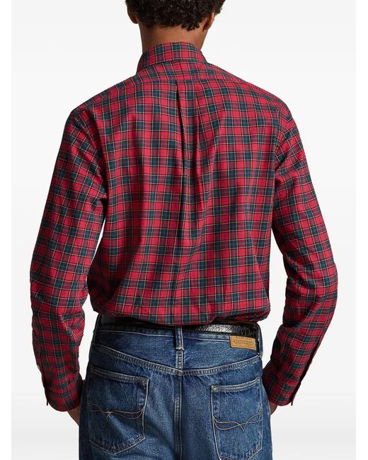 Polo Ralph Lauren Red Custom Fit Plaid Twill Shirt for men