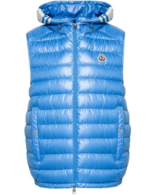 Moncler Blue Clai Quilted Hooded Gilet for men