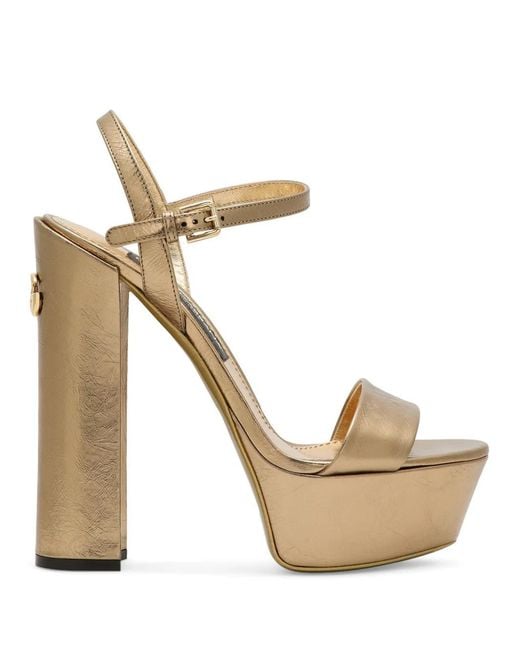 Dolce & Gabbana White Logo-Plaque Leather Sandals
