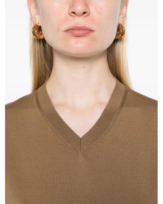 Khaite Brown V-Neck Sweater