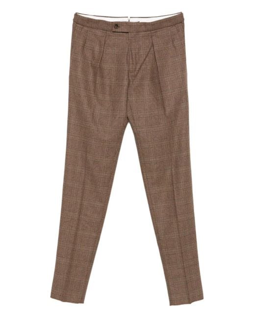 メンズ Incotex チェック プリーツパンツ Brown