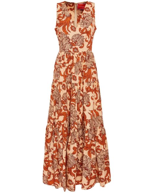 LaDoubleJ White Big Botanical-Print Poplin Dress