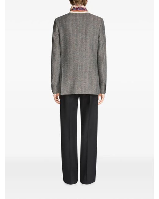 Dries Van Noten Gray Double-Breasted Wool Blazer for men