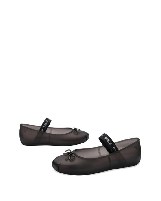 Melissa Black Sophie Fem Bow-Detail Ballet Flats