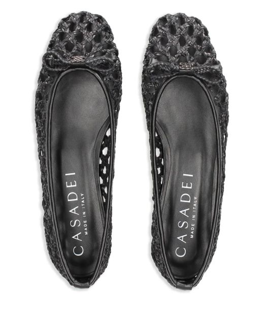 Casadei Black Interwoven Ballet Flats