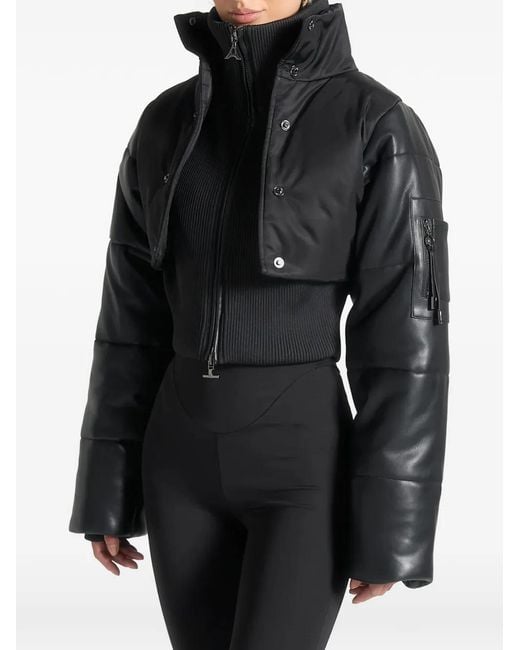 Manière De Voir Black Lysandra Layered Puffer Jacket