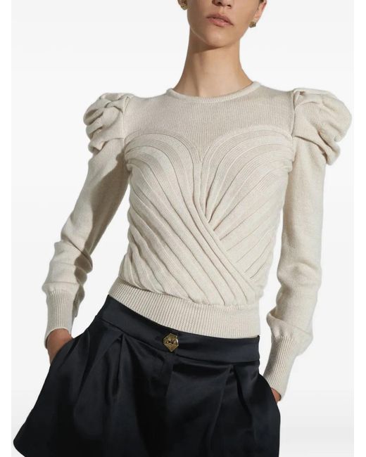 Violante Nessi White Puff-Sleeve Sweater