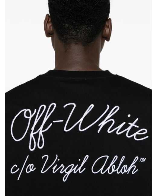 Off-White c/o Virgil Abloh Black Logo-Embroidered T-Shirt for men