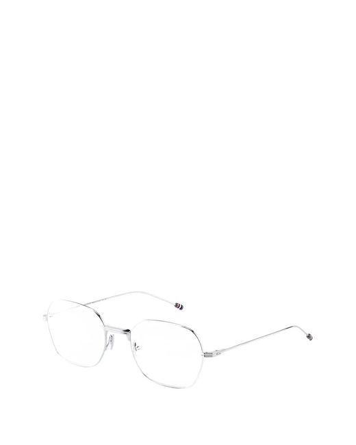 Thom Browne White Titatnium Rectangular Eyeglasses