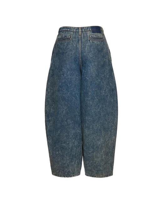 Magda Butrym Blue Acid-Wash Pleated Jeans