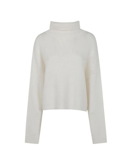 Lisa Yang White Zerlina Roll-Neck Sweater