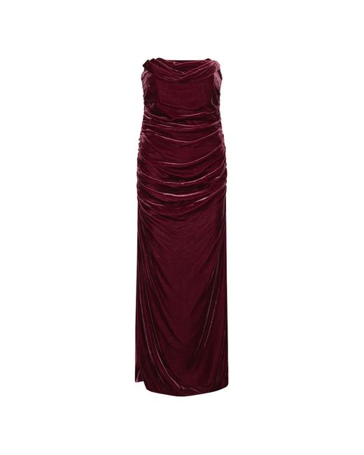 ROTATE BIRGER CHRISTENSEN Purple Silk Velvet Ruched Dress