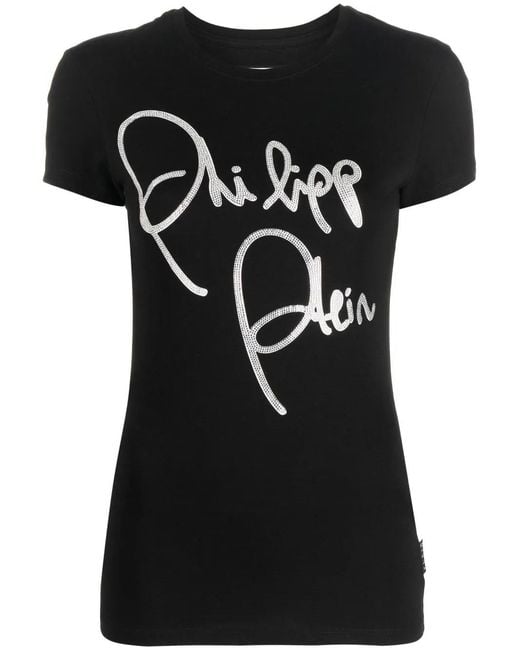 Philipp Plein Black Logo-Print Cotton T-Shirt