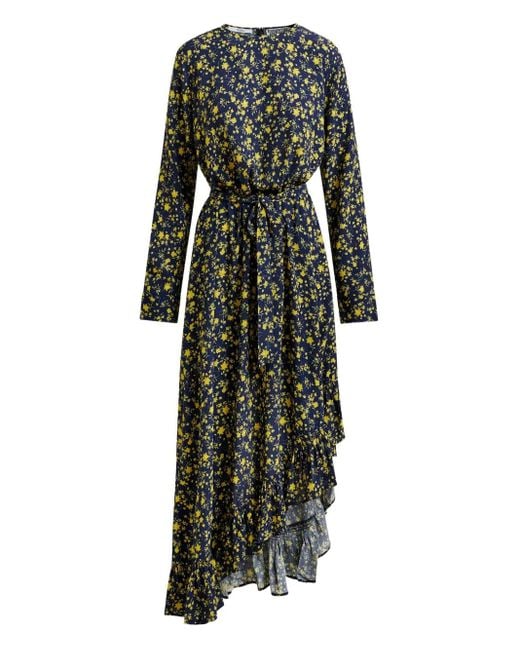 Essentiel Antwerp Black Asymmetrisches Kleid mit Blumen-Print