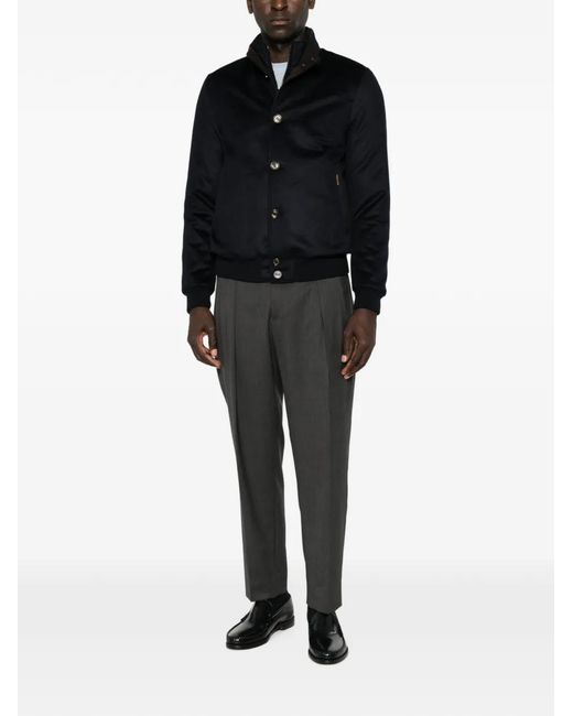 Moorer Black Button-Fastening Bomber Jacket for men