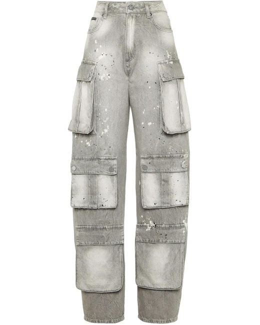 Philipp Plein Gray Cargo-Pocket Jeans