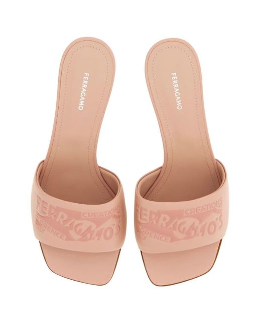 Ferragamo Pink 55mm Padded Leather Mules