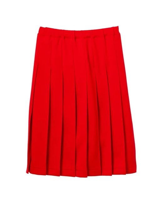 Comme des Garçons Red Pleated Midi Skirt