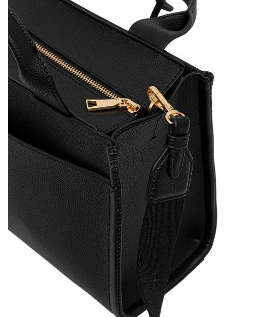 DKNY Black Grained Logo-Embossed Tote Bag