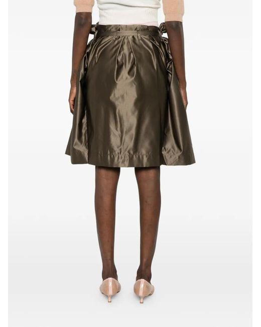 August Barron Brown Belted Paperbag-Waist Mini Skirt