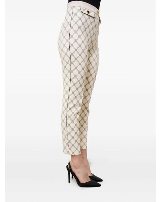 Pantalones con motivo a rombos Elisabetta Franchi de color Natural