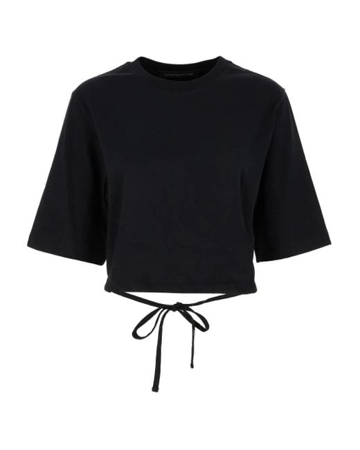 Department 5 Black Tie-Back Cropped T-Shirt