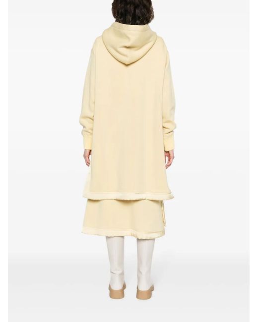 Jil Sander White Side-Slits Knitted Hoodie
