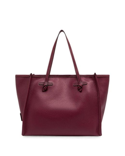 Gianni Chiarini Purple Marcella Grained Leather Tote Bag