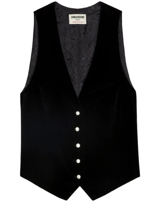 Zadig & Voltaire Black Emaux Velvet Vest
