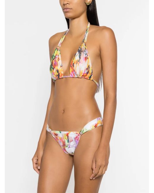 Lenny Niemeyer Pink Abstract-Print Bikini Top