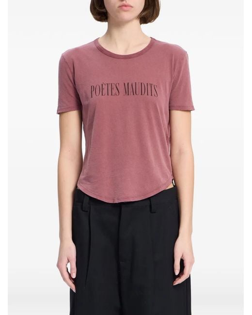 Ann Demeulemeester Red Slogan-Print T-Shirt