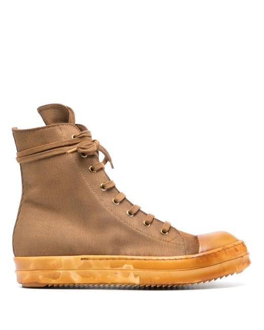 Rick Owens Brown High-Top Canvas Sneakers for men