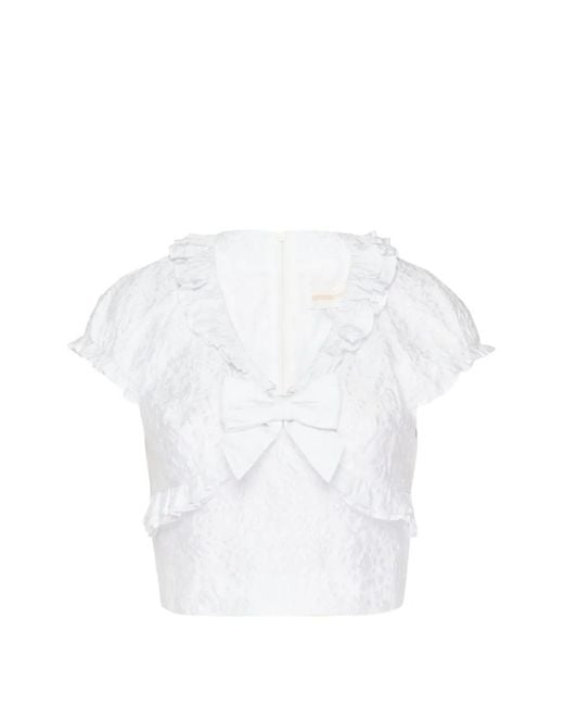 ShuShu/Tong White Ruffled Bow-Detail Blouse